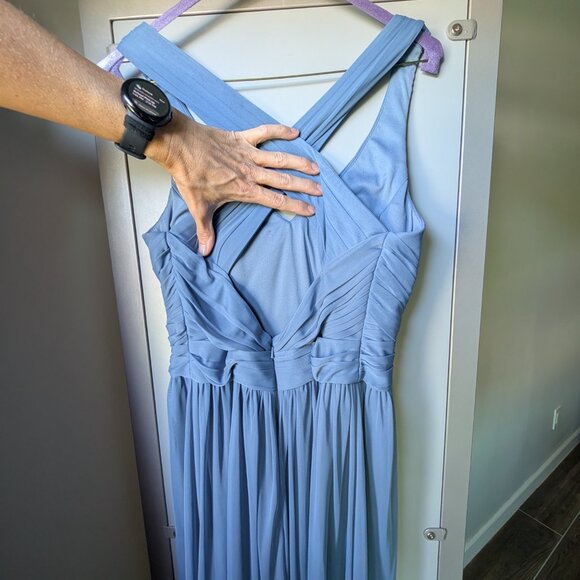 David's Bridal Bridesmaid dress - Steel Blue Mesh - Picture 4 of 8